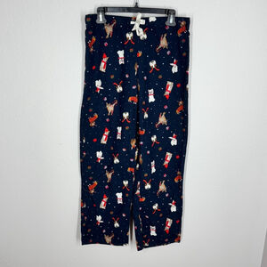 Marks & Spencer Cozy Christmas-Themed Duvet Days Pajama Pants, Size 10, Navy
